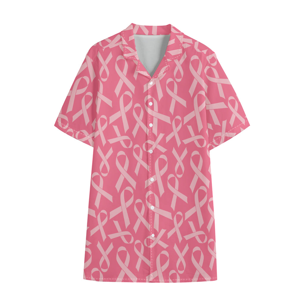 Pink Ribbon Breast Cancer Pattern Print Cotton Hawaiian Shirt