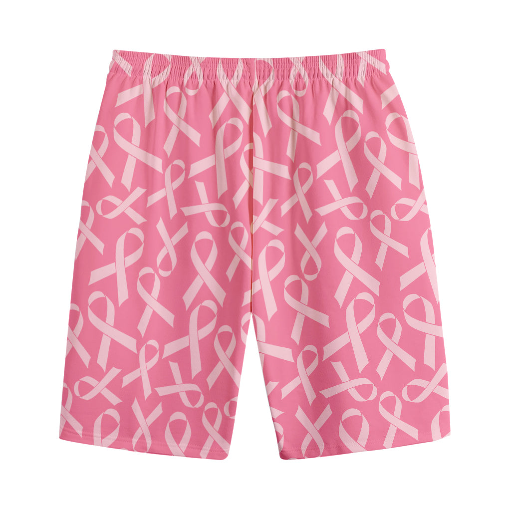Pink Ribbon Breast Cancer Pattern Print Cotton Shorts