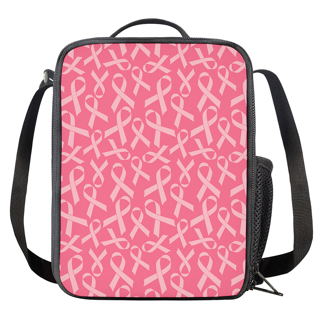 Pink Ribbon Breast Cancer Pattern Print Crossbody Lunch Bag