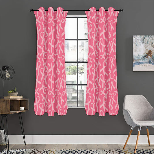 Pink Ribbon Breast Cancer Pattern Print Curtain