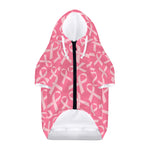 Pink Ribbon Breast Cancer Pattern Print Dog Zip Up Hoodie