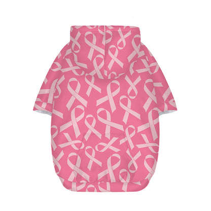 Pink Ribbon Breast Cancer Pattern Print Dog Zip Up Hoodie