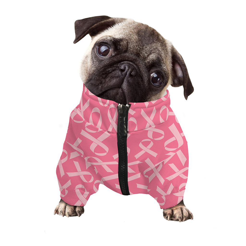 Pink Ribbon Breast Cancer Pattern Print Dog Zip Up Jacket