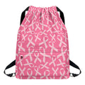 Pink Ribbon Breast Cancer Pattern Print Drawstring Backpack