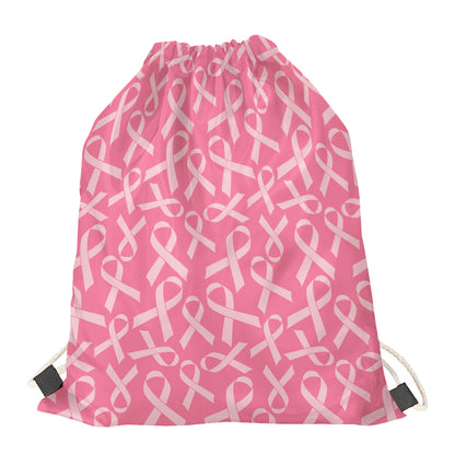 Pink Ribbon Breast Cancer Pattern Print Drawstring Bag