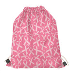 Pink Ribbon Breast Cancer Pattern Print Drawstring Bag