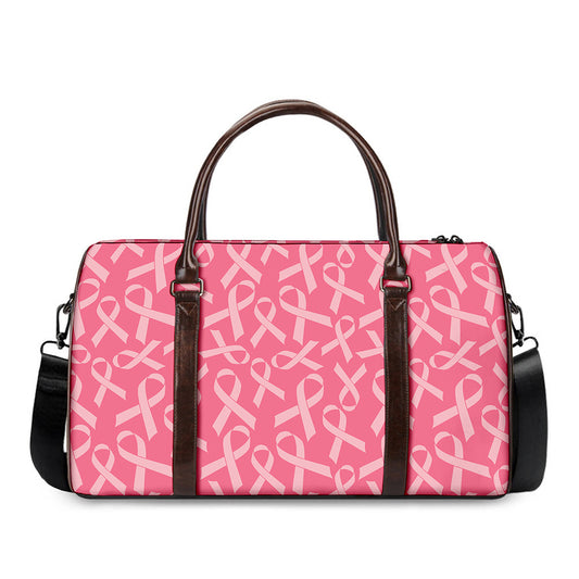 Pink Ribbon Breast Cancer Pattern Print Duffle Bag