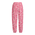 Pink Ribbon Breast Cancer Pattern Print Fleece Lined Knit Pants