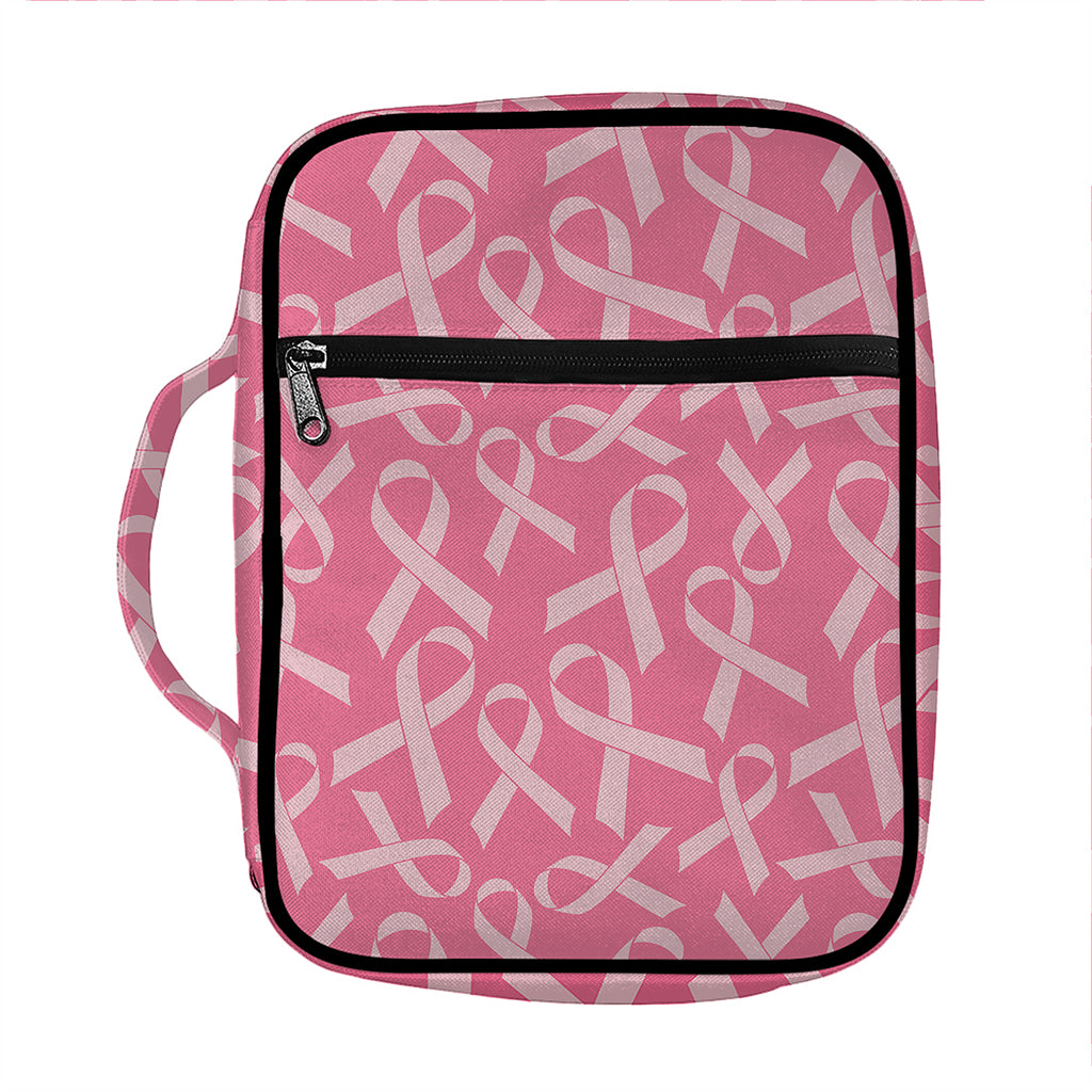 Pink Ribbon Breast Cancer Pattern Print Front Pocket Bible Bag