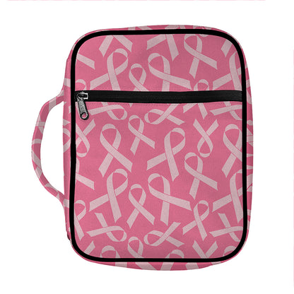 Pink Ribbon Breast Cancer Pattern Print Front Pocket Bible Bag