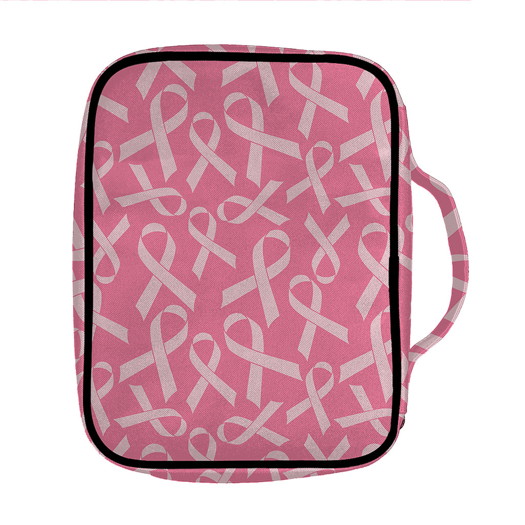 Pink Ribbon Breast Cancer Pattern Print Front Pocket Bible Bag