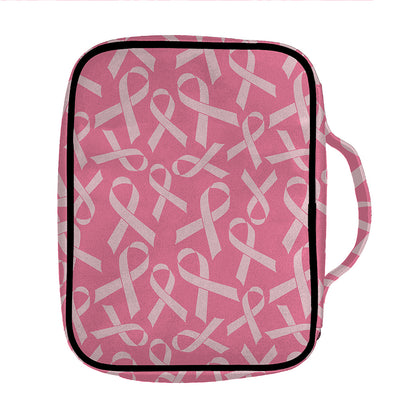 Pink Ribbon Breast Cancer Pattern Print Front Pocket Bible Bag