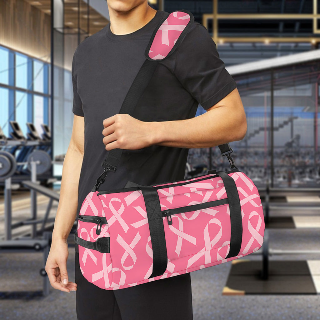 Pink Ribbon Breast Cancer Pattern Print Gym Bag