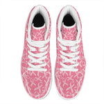 Pink Ribbon Breast Cancer Pattern Print High Top Leather Sneakers