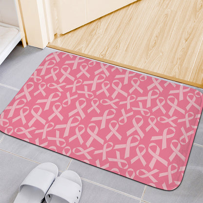 Pink Ribbon Breast Cancer Pattern Print Indoor Door Mat