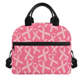 Pink Ribbon Breast Cancer Pattern Print Insulated Lunch Bag