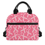 Pink Ribbon Breast Cancer Pattern Print Insulated Lunch Bag