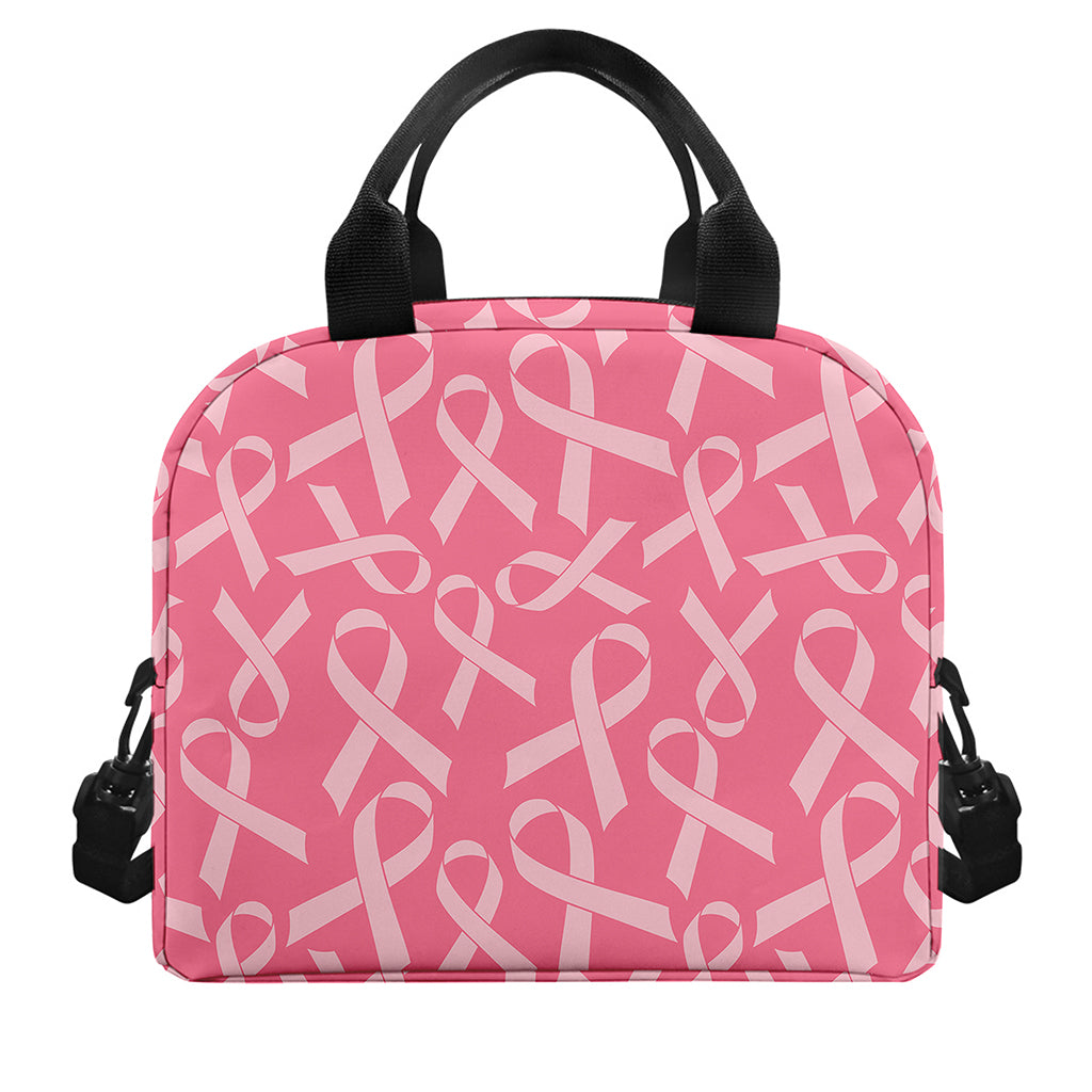 Pink Ribbon Breast Cancer Pattern Print Insulated Lunch Bag