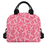 Pink Ribbon Breast Cancer Pattern Print Insulated Lunch Bag