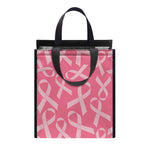Pink Ribbon Breast Cancer Pattern Print Insulated Lunch Tote