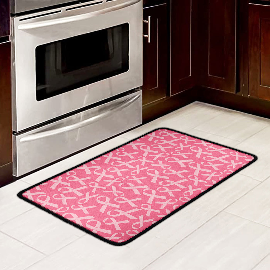 Pink Ribbon Breast Cancer Pattern Print Kitchen Mat