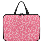 Pink Ribbon Breast Cancer Pattern Print Laptop Sleeve With Handle