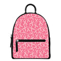 Pink Ribbon Breast Cancer Pattern Print Leather Backpack