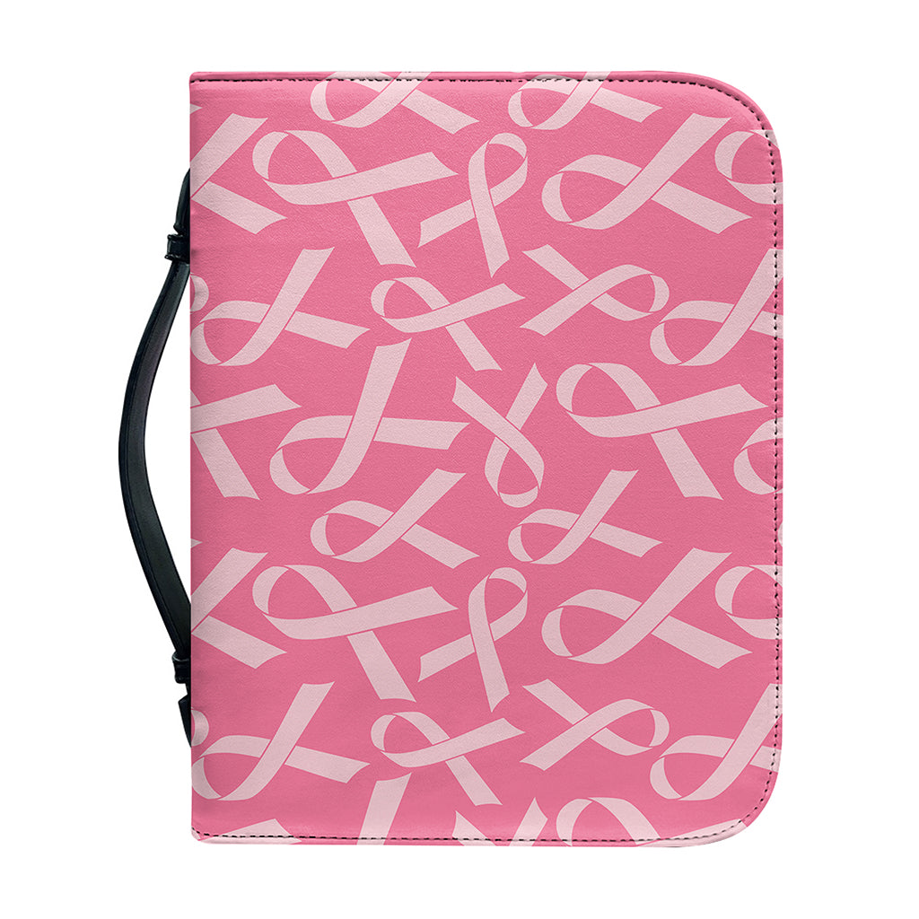 Pink Ribbon Breast Cancer Pattern Print Leather Bible Cover