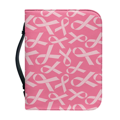Pink Ribbon Breast Cancer Pattern Print Leather Bible Cover