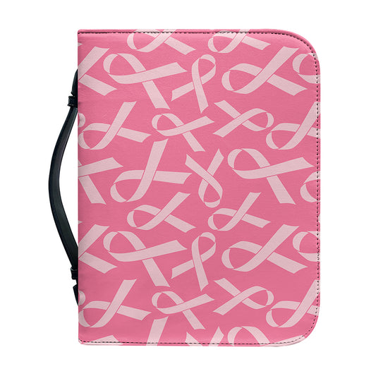 Pink Ribbon Breast Cancer Pattern Print Leather Bible Cover