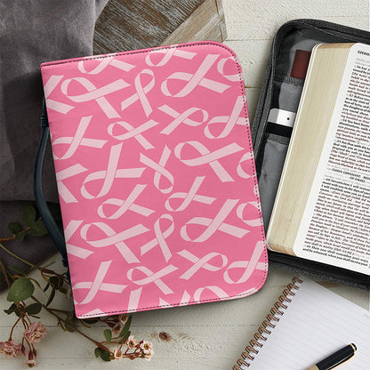 Pink Ribbon Breast Cancer Pattern Print Leather Bible Cover