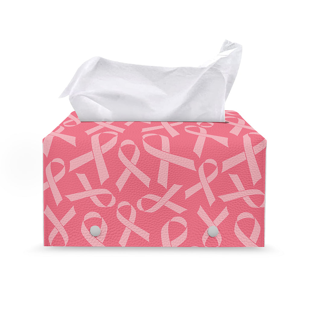 Pink Ribbon Breast Cancer Pattern Print Leather Tissue Box Cover