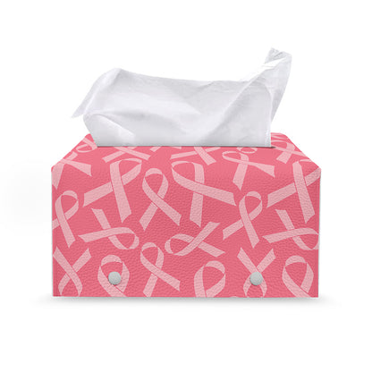 Pink Ribbon Breast Cancer Pattern Print Leather Tissue Box Cover
