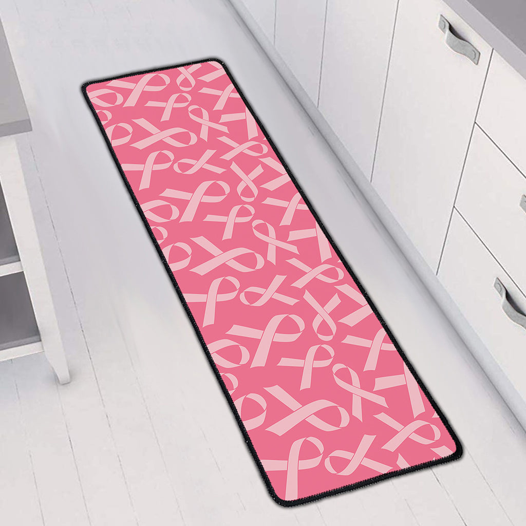 Pink Ribbon Breast Cancer Pattern Print Long Kitchen Mat