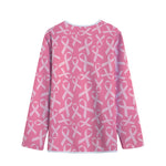 Pink Ribbon Breast Cancer Pattern Print Long Sleeve Short Coat