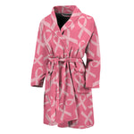 Pink Ribbon Breast Cancer Pattern Print Men's Bathrobe