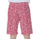 Pink Ribbon Breast Cancer Pattern Print Men's Beach Shorts