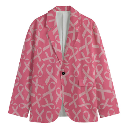 Pink Ribbon Breast Cancer Pattern Print Men's Blazer