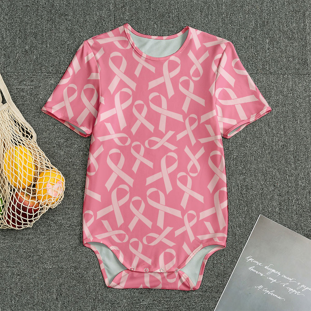 Pink Ribbon Breast Cancer Pattern Print Men's Bodysuit