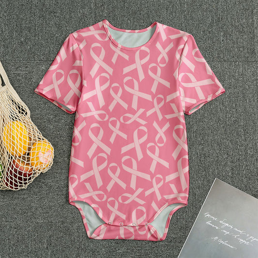 Pink Ribbon Breast Cancer Pattern Print Men's Bodysuit