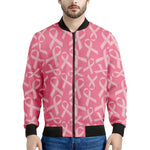 Pink Ribbon Breast Cancer Pattern Print Men's Bomber Jacket