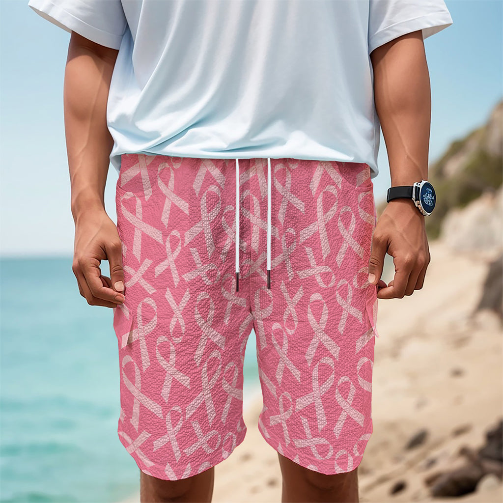 Pink Ribbon Breast Cancer Pattern Print Men's Cargo Shorts