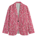 Pink Ribbon Breast Cancer Pattern Print Men's Cotton Blazer