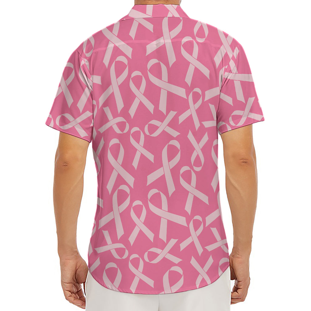 Pink Ribbon Breast Cancer Pattern Print Men's Deep V-Neck Shirt