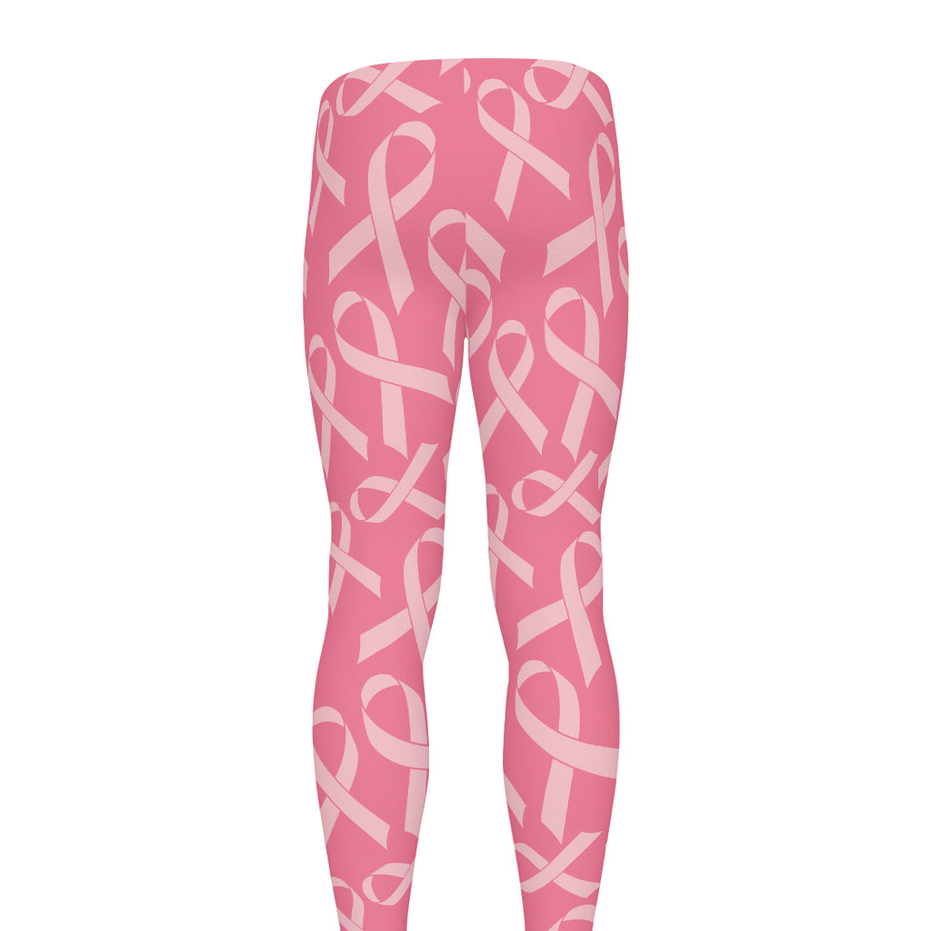 Pink Ribbon Breast Cancer Pattern Print Men's leggings