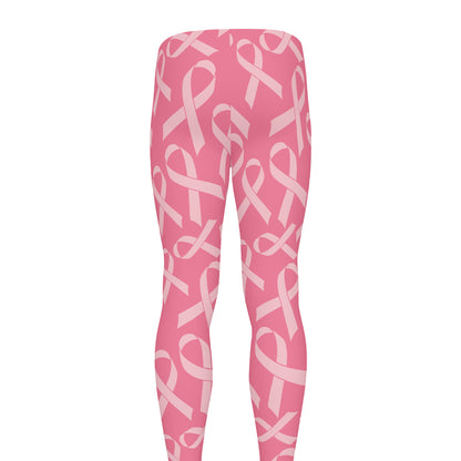 Pink Ribbon Breast Cancer Pattern Print Men's leggings
