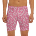 Pink Ribbon Breast Cancer Pattern Print Men's Long Boxer Briefs