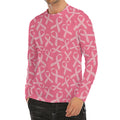 Pink Ribbon Breast Cancer Pattern Print Men's Long Sleeve Rash Guard