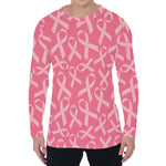 Pink Ribbon Breast Cancer Pattern Print Men's Long Sleeve T-Shirt