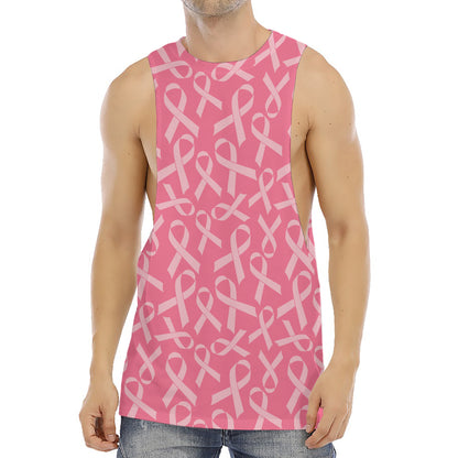Pink Ribbon Breast Cancer Pattern Print Men's Muscle Tank Top
